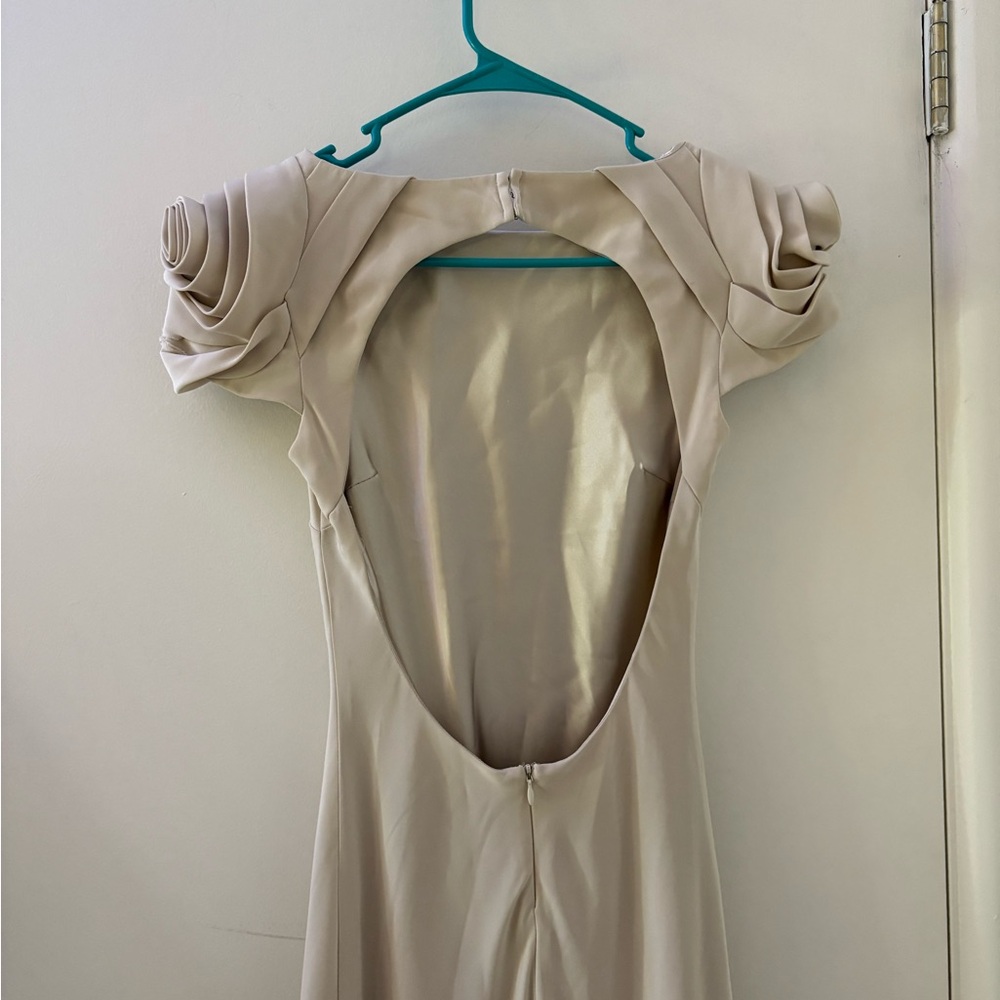 ABS Allen Schwartz gown with rosette cap sleeves